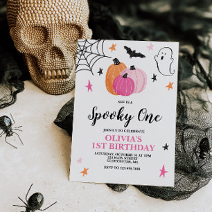 Griezelige Roze Halloween 1e Verjaardag Kaart