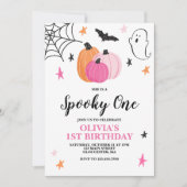 Griezelige Roze Halloween Uitnodiging voor 1e Verj (Voorkant)