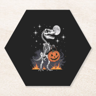 Griezelige Saurus Halloween Dinosaur Kartonnen Onderzetters