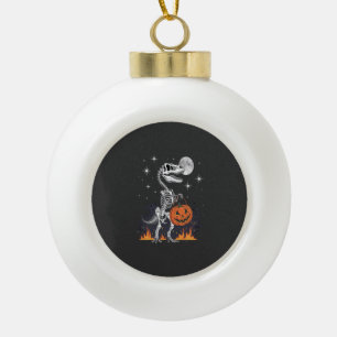 Griezelige Saurus Halloween Dinosaurus Keramische Bal Ornament