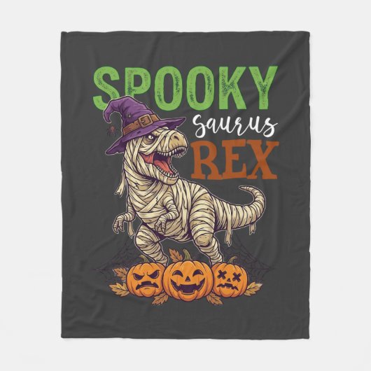 Griezelige Saurus Rex Mummie Dinosaurus Heksenhoed Fleece Deken (Voorkant)