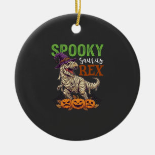 Griezelige Saurus Rex Mummie Dinosaurus Heksenhoed Keramisch Ornament
