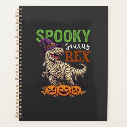 Griezelige Saurus Rex Mummie Dinosaurus Heksenhoed Planner (Voorkant)