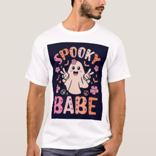 Griezelige schat Retro Roze Geest Vredesteken Hall T-shirt