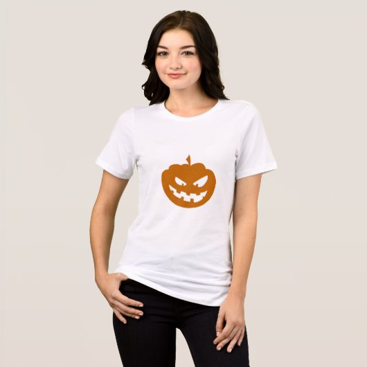 griezelige Schattigee Halloween pompoen Tri-Blend Shirt (Voorkant volledig)