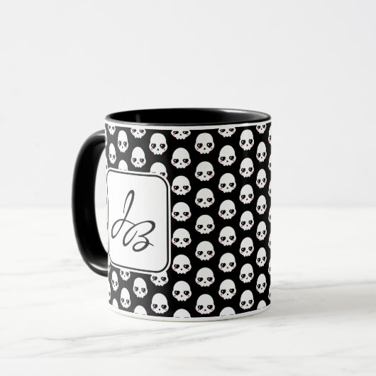 griezelige Schattigee schedels initialen Mok (Voorkant links)