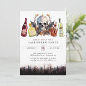 Griezelige schedel & alcohol | Fun volwassen Hallo Kaart (Staand voorkant)