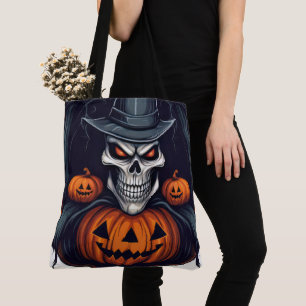 Griezelige schedel en Jack-o-lantaarns Tote Bag