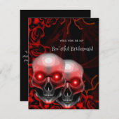 Griezelige schedel Halloween bruidsmeisje voorstel Kaart (Voorkant / Achterkant)