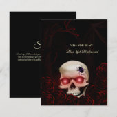 Griezelige Schedel Halloween Bruidsmeisje Voorstel Kaart (Voorkant / Achterkant)