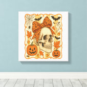 Griezelige Schedel Halloween Canvas Afdruk (Insitu (Houten vloer))