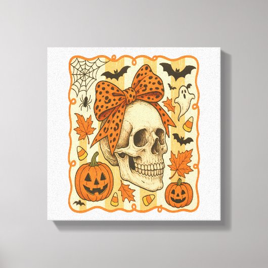 Griezelige Schedel Halloween Canvas Afdruk (Voorkant)