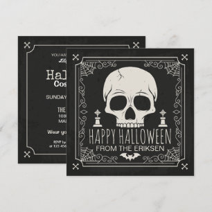 Griezelige Schedel Halloween Kostuumfeest   Uitnod Kaart