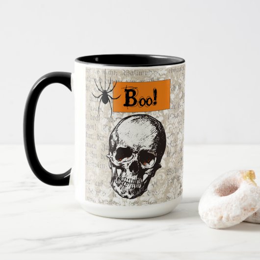 Griezelige Schedel Halloween Mok (Met donut)