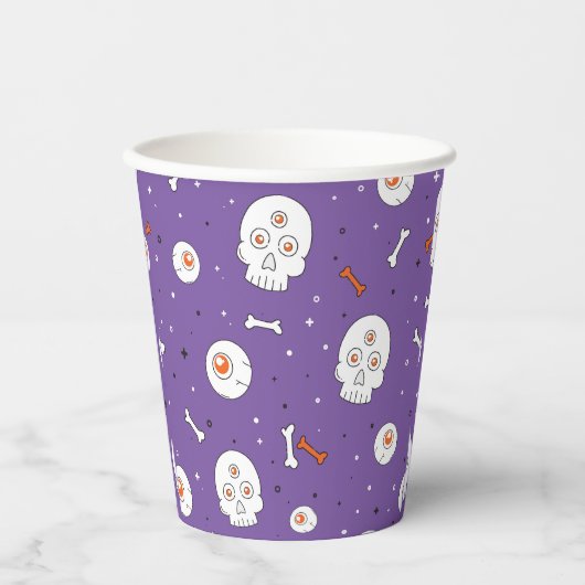 Griezelige Schedel Halloween Papieren Beker – Gehe (Voorkant)