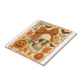 Griezelige Schedel Halloween Tegeltje (Zijkant)
