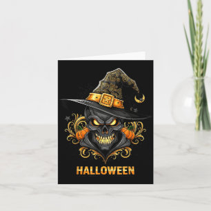 Griezelige Schedel Heksenhoed Halloween Horror Kos Kaart