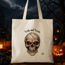 Griezelige Schedel met Gloeiende Ogen Aangepaste I Tote Bag