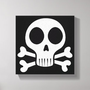 griezelige schedel op een zwarte achtergrond canvas afdruk
