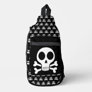 griezelige schedel op een zwarte achtergrond sling bag