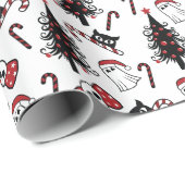 Griezelige schedel spook en vampier kat inpakpapie cadeaupapier (Rol Hoek)