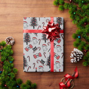 Griezelige schedel spook en vampier kat inpakpapie cadeaupapier