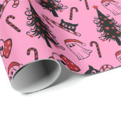 Griezelige schedel spook en vampier kat inpakpapie cadeaupapier (Rol Hoek)