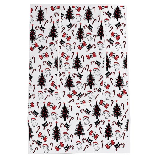 Griezelige schedel spook en vampier kat medium cadeauzakje (Achterkant)