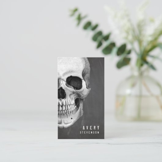 griezelige  schedel visitekaartje (Staand voorkant)