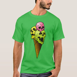 Griezelige Schedels Ijs Horror Kleurrijke Hallowee T-shirt