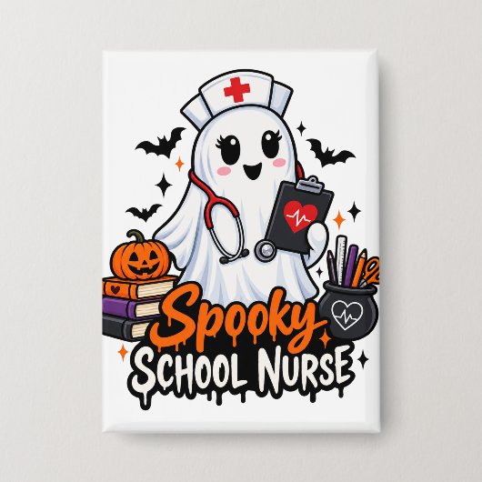 . Griezelige schoolverpleegster Button (Voorkant)