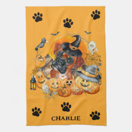 Griezelige Seizoen Boxer Halloween Pompoen Aangepa Theedoek