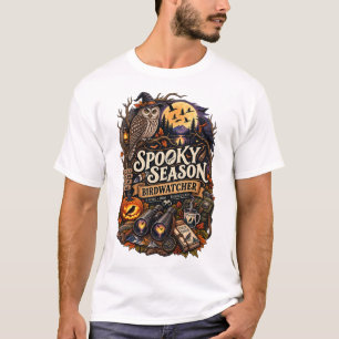 Griezelige Seizoen Vogelaar Halloween Vogels Kijke T-shirt