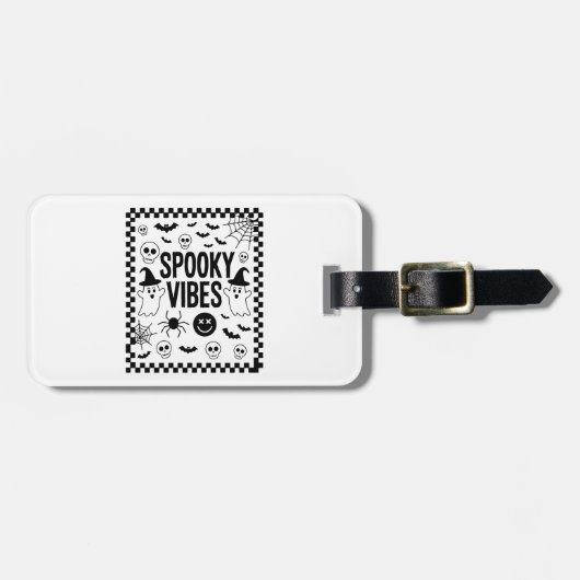 Griezelige Sfeer Retro Halloween Bagagelabel (Voorkant horizontaal)