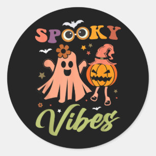 Griezelige sfeer spook en pompoen Halloween grappi Ronde Sticker