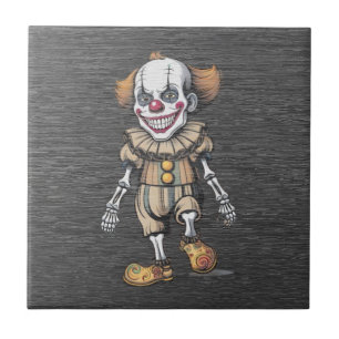 Griezelige Skelet Clown - Vintage Halloween  Tegeltje