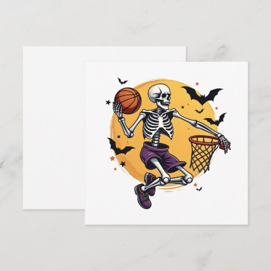 Griezelige Skelet Dunkende Basketbal Kerhof Hallo Kaart (Voorkant / Achterkant)