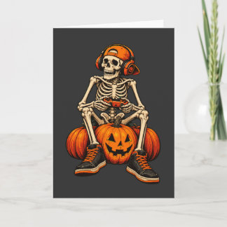 Griezelige Skelet Gamer Halloween Controller Jonge Kaart