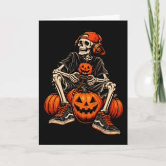 Griezelige Skelet Gamer Halloween Controller Jonge Kaart