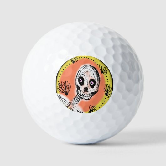 Griezelige Skelet Halloween Doodle Golfballen (Voorkant)