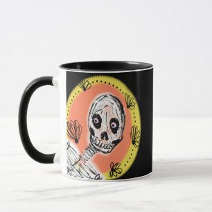Griezelige Skelet Halloween Doodle Mok