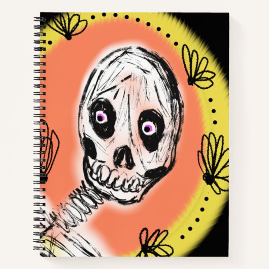 Griezelige Skelet Halloween Doodle Notitieboek (Voorkant)