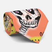 Griezelige Skelet Halloween Doodle Stropdas (Opgerold)