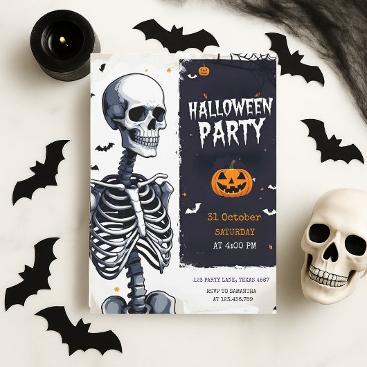 "Griezelige Skelet Halloween Feest" Feestdagenkaart