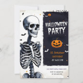 "Griezelige Skelet Halloween Feest" Feestdagenkaart (Voorkant)