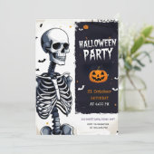 "Griezelige Skelet Halloween Feest" Feestdagenkaart (Staand voorkant)