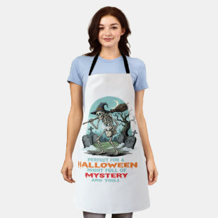 Griezelige Skelet Heks – Halloween Kerkhof Advent Schort