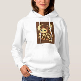 Griezelige Skelet Kat en Geest Hoodie