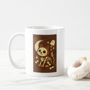 Griezelige Skelet Kat en Geest Klassieke Mok, 11 o Koffiemok