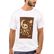 Griezelige Skelet Kat en Geest T-Shirt